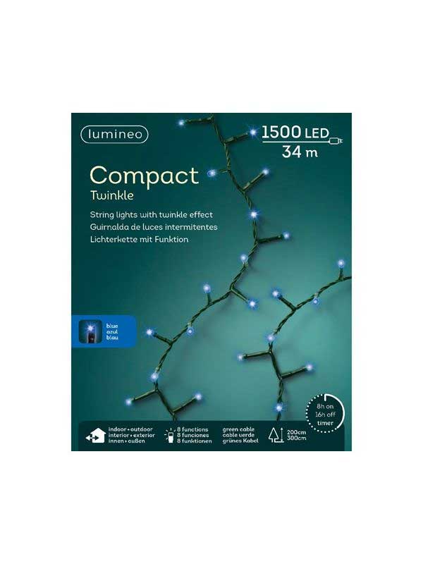 LUCI NATALE 1500 LED BLU CON GIOCHI DI LUCE