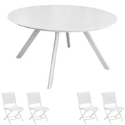 OFFERTA TAVOLO SEVEN ROTONDO D.150CM BIANCO +4 SEDIE ELEGANCE BIANCHE
