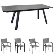 OFFERTA TAVOLO AGRA ALLUNGABILE 150/200/250X90 GRAFITE +4 POLTRONA DUCA GRAFITE/PERLA
