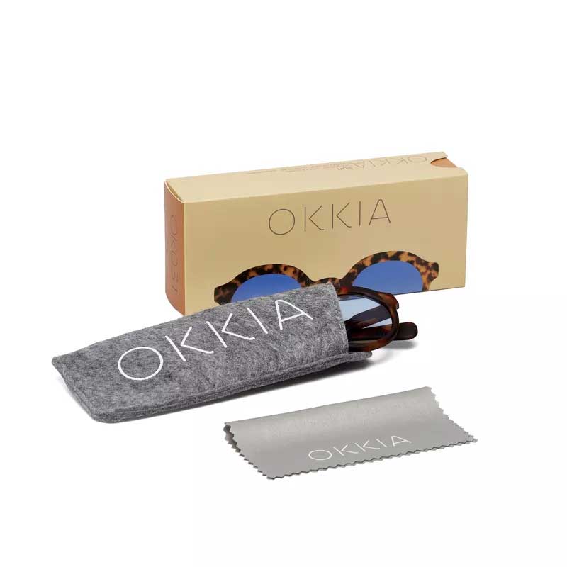 OCCHIALE DA SOLE MODELLO LAURO ROUND COLORE CLASSIC LENTI BLU GRADIENTE HAVANA
