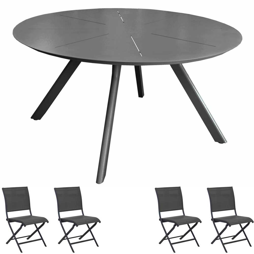 OFFERTA TAVOLO SEVEN ROTONDO D.150CM GRAFITE +4 SEDIA ELEGANCE GRAFITE