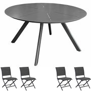 OFFERTA TAVOLO SEVEN ROTONDO D.150CM GRAFITE +4 SEDIA ELEGANCE GRAFITE