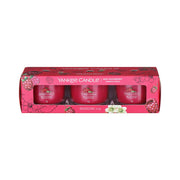 3 CANDELE PROFUMATE VOTIVE IN VETRO RED RASPBERRY