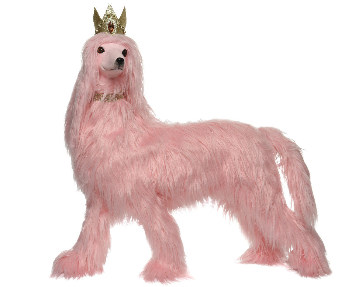 CANE ROSA CON CORONA H81CM