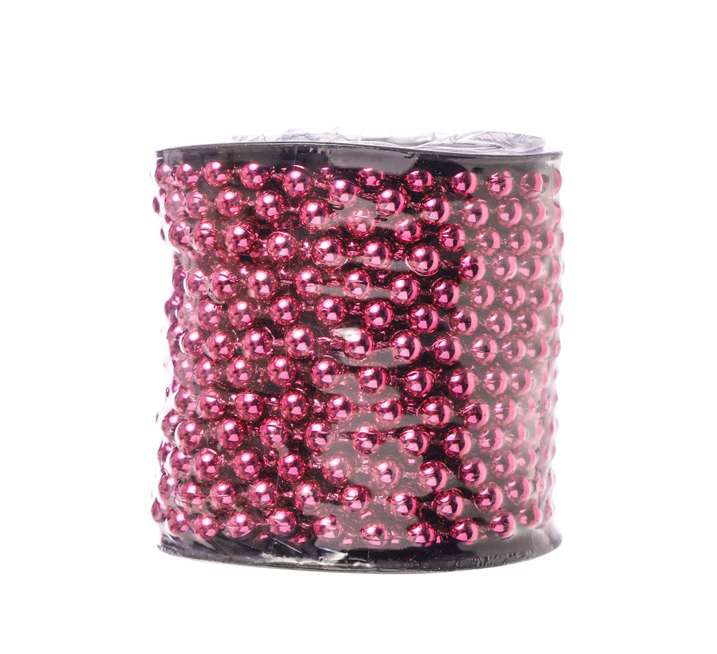 TUBO GHIRLANDA DI PERLE NATALIZIE 10M ROSA SCURO