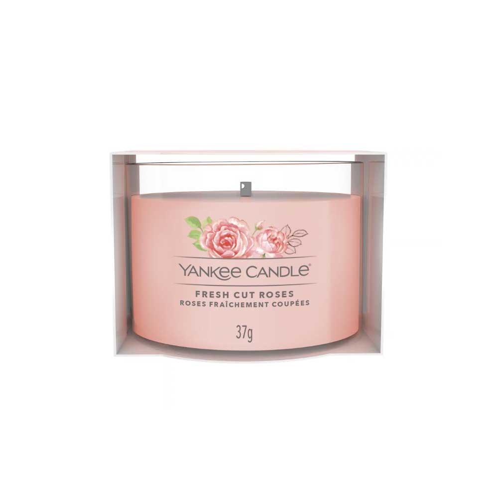 CANDELA VOTIVE IN VETRO SINGOLA FRESH CUT ROSES