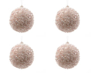 OFFERTA 4 PALLINE PERLINATE ROSA 8CM