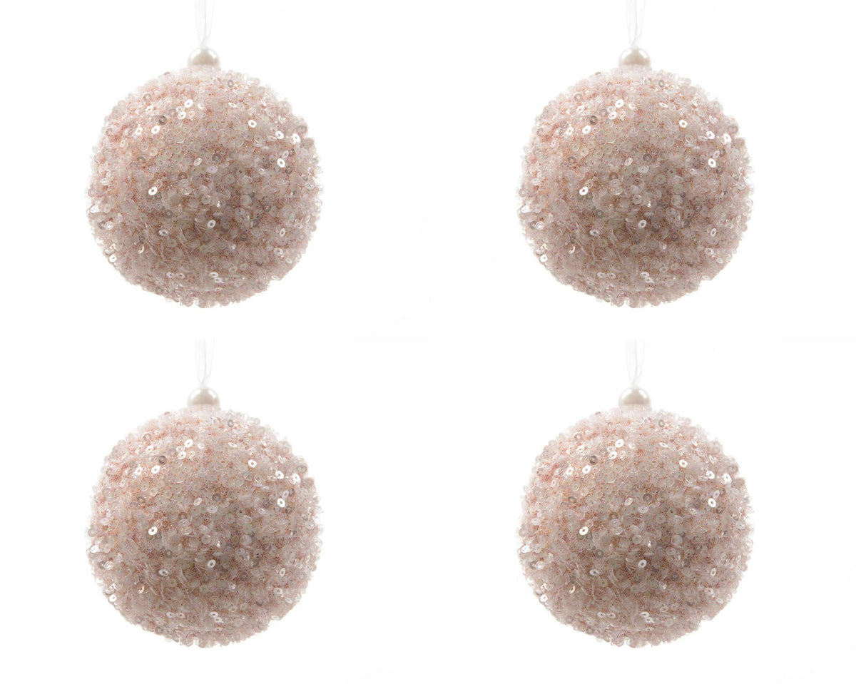 OFFERTA 4 PALLINE PERLINATE ROSA 8CM