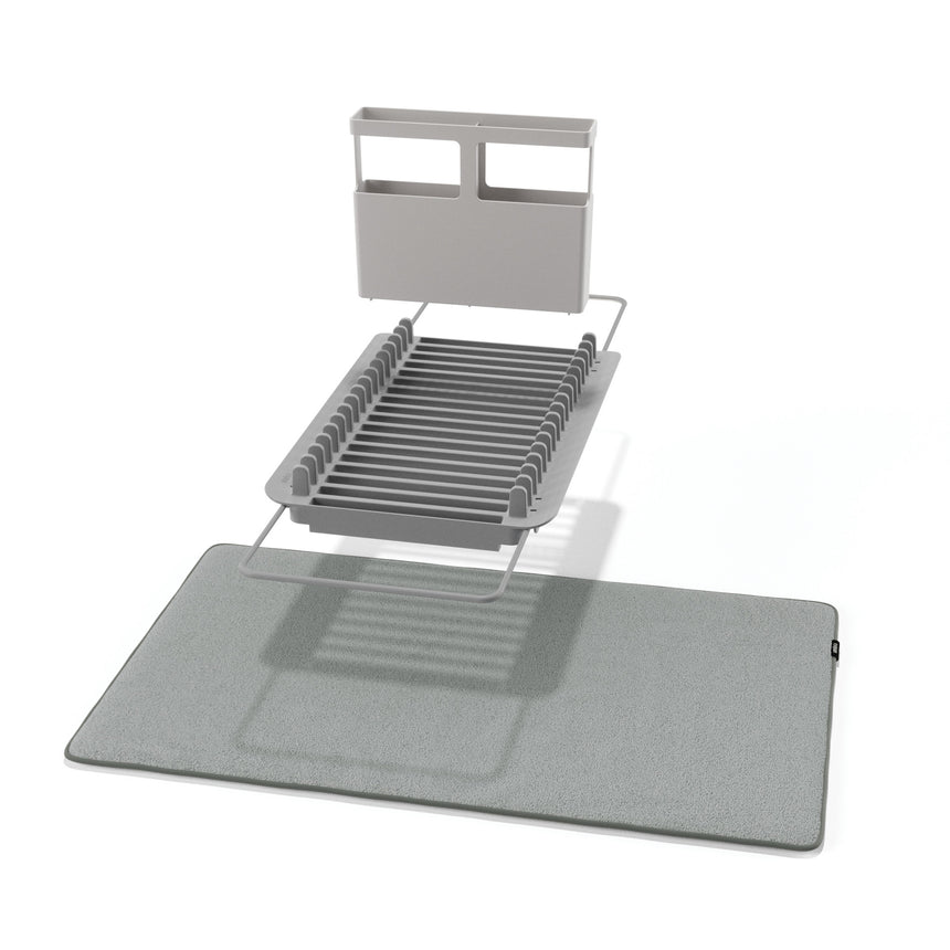 Scolapiatti con Tappetino in Microfibra Sopra Lavello 61x46cm Grigio Carboncino Umbra